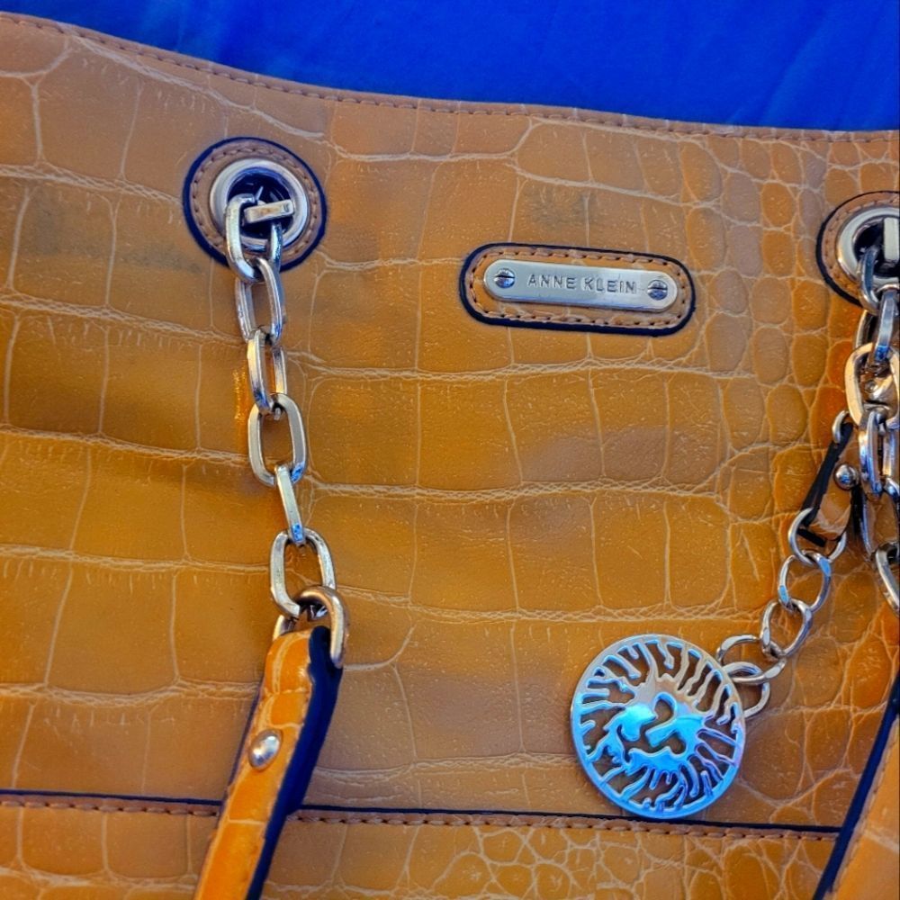 Anne Klein "Coast is Clear" Yellow Faux Leather Chain Satchel- barely used